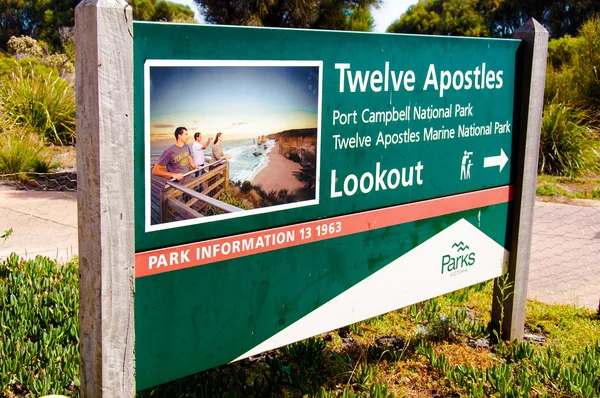 Entrance information sign atTwelve Apostles, Port Campbell National Park, Australia