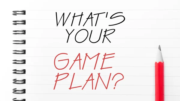 What Is your Game Plan  written on notebook page