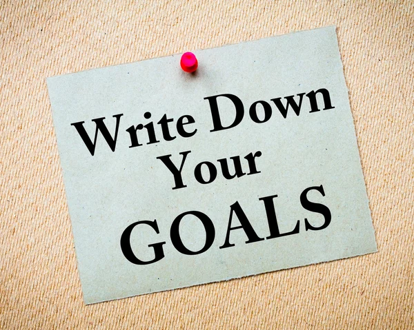 Write Down Your Goals Message written on paper note
