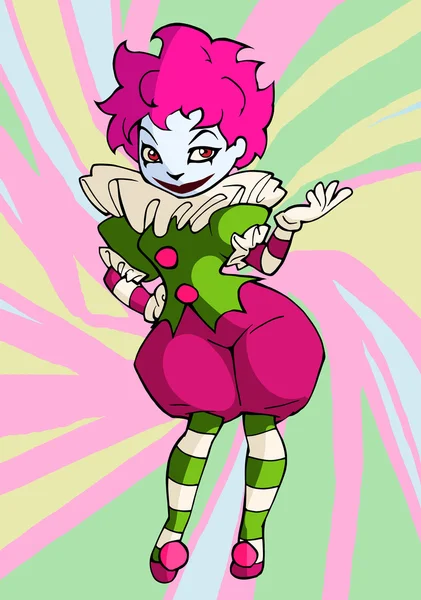 Clown lady in circus stage costume