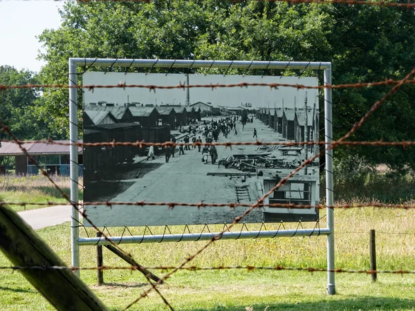 Display of a historic picture at Nazi transit camp Westerbork