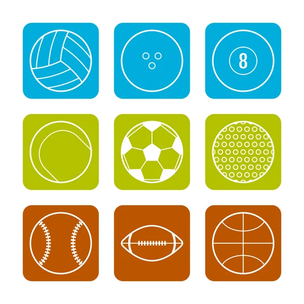 Flat icons sports balls on a Colored background. Sports objects