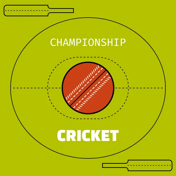 Cricket. Flat color icon sports ball and field plan. Vector