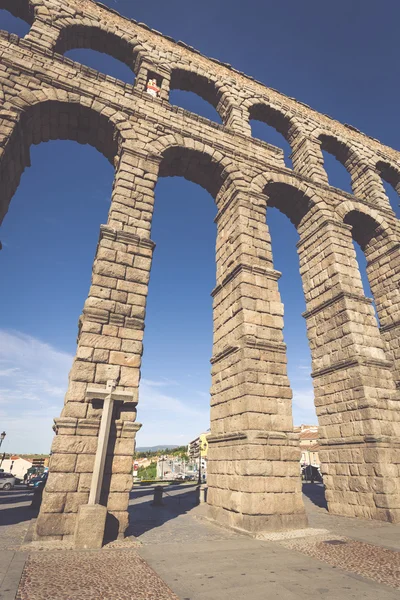 Segovia, Spain - May 6: The Roman Aqueduct of Segovia and the sq