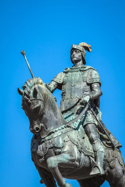 Lisbon, Portugal. Equestrian statue of King John I in the Praca