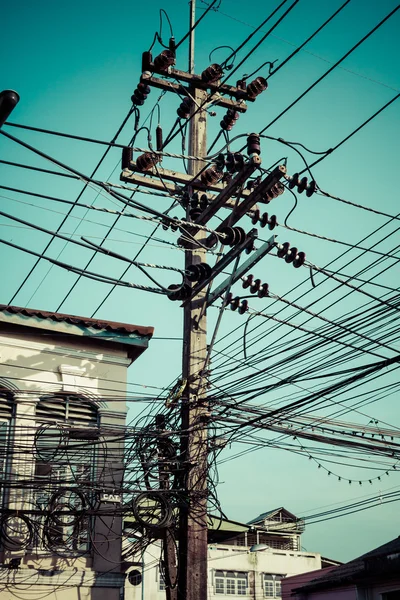 Messy electric cables in Phuket,Thailand. Asia