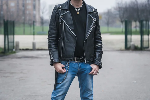 Punk guy posing in the city streets