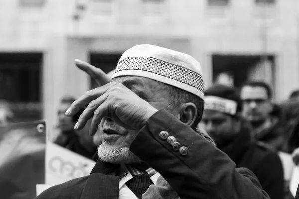 Muslim Community demonstrating against terrorism in Milan, Italy