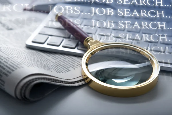 Inscription job search and a magnifying glass