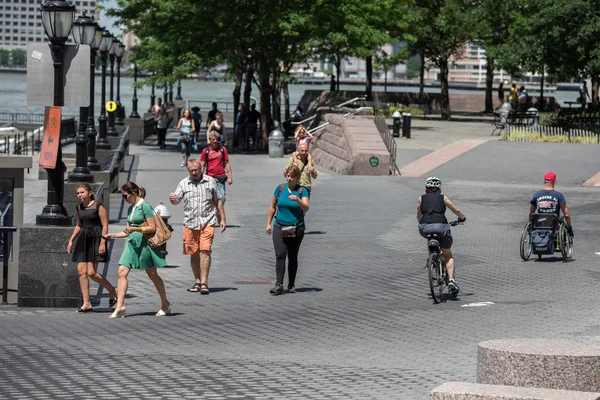 NEW YORK - USA 16 JUNE 2015 people jogging at marina