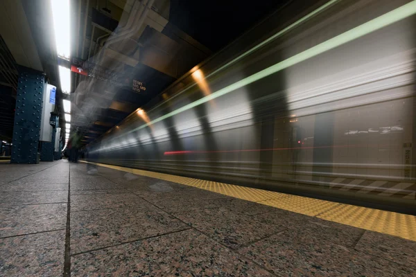 NEW YORK - USA - 13 JUNE 2015 - train passing  in new york metro station