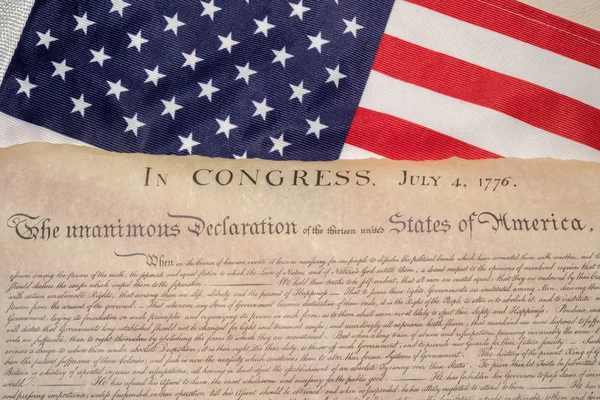 Declaration of independence 4th july 1776 on usa flag