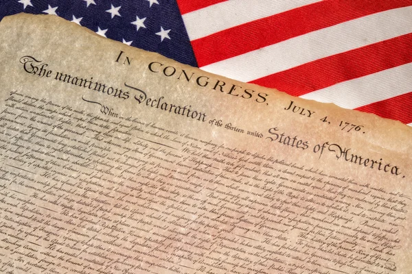 Declaration of independence 4th july 1776 on usa flag