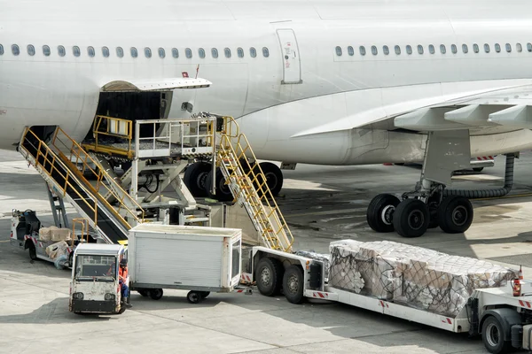 Paris airport landing and loading cargo and passenger