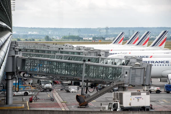 PARIS, FRANCE - JUNE 17 2016 - paris airport landing and loading cargo and passenger