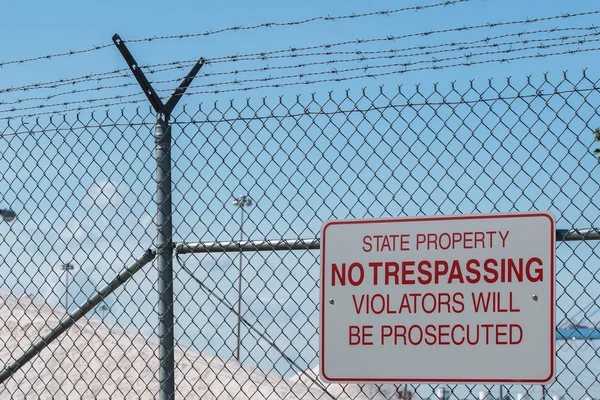 State property no trespassing sign close up detail