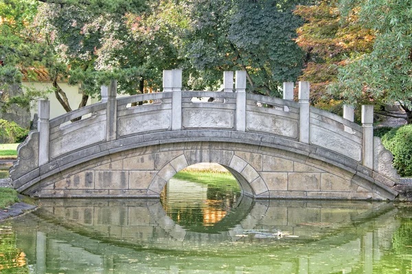 Chinese garden bridge detail view