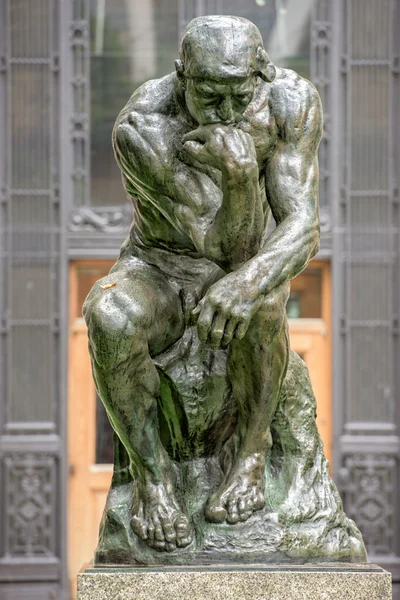 Thinker copper statue at columbia university philosophy building