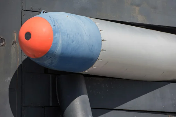 Submarine torpedo detail ready for launch