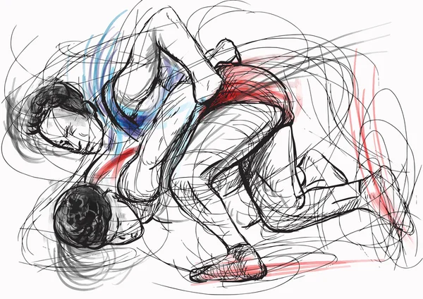 Greco-Roman Wrestling. An hand drawn vector illustration.