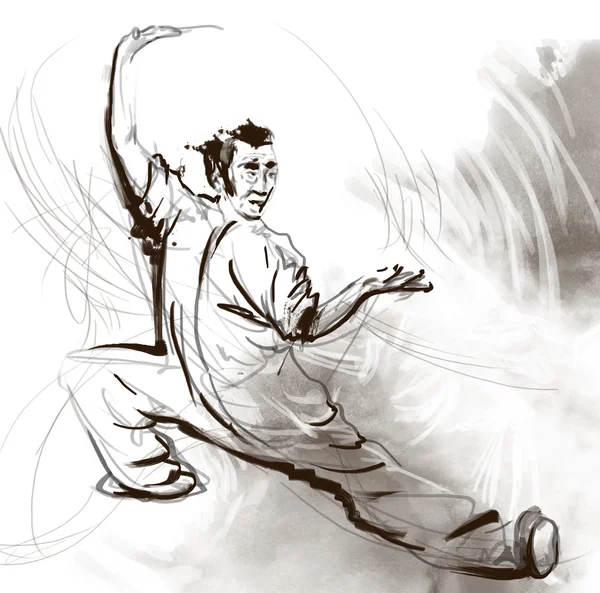 Taiji (Tai Chi). An full sized hand drawn illustration