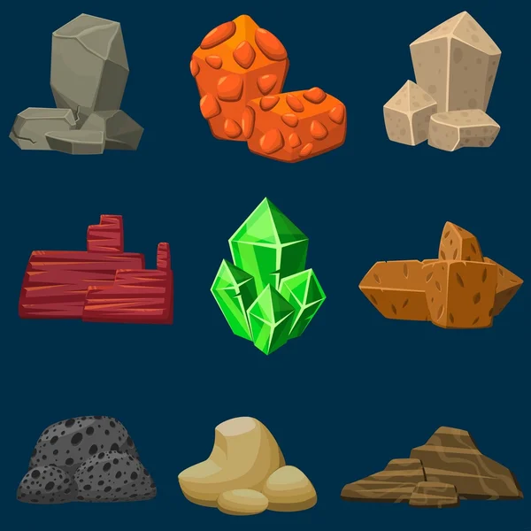 Vector cartoon mineral stones set