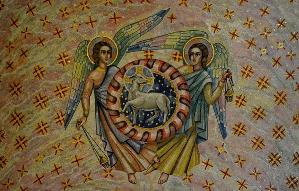 Painting of angels on ceiling