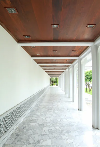 Empty hall decorated with wooden ceiling