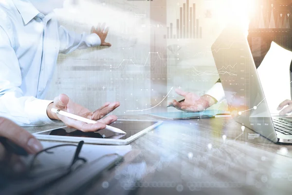 Businessman making presentation with his colleagues and business