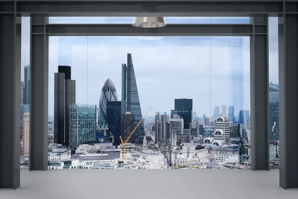 Interior space of modern empty office interior with london city