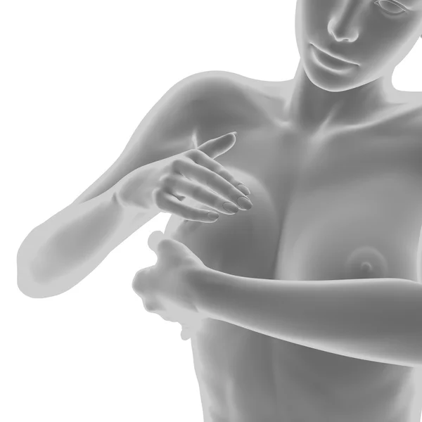 Female Breast Examination - Cancer Awareness concept isolated on