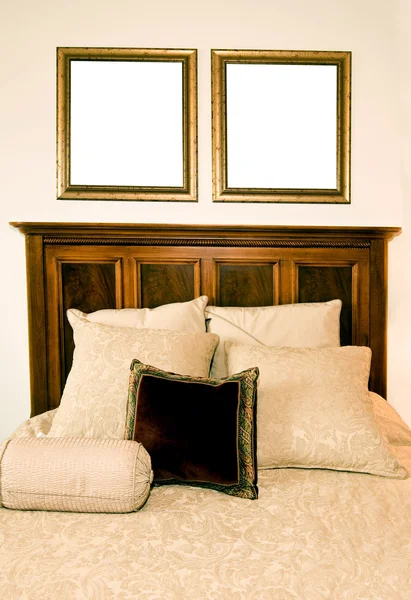 Beautiful Bed With Blank Frames Above