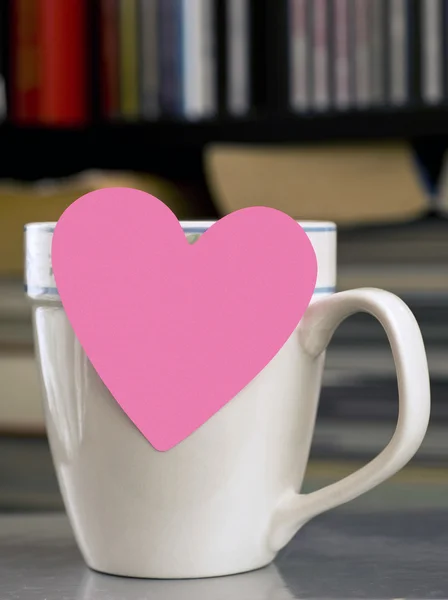 Blank Love Note Stuck To Morning Coffee Cup