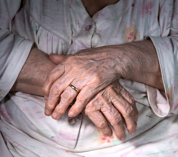 Old womans wrinkled  hands