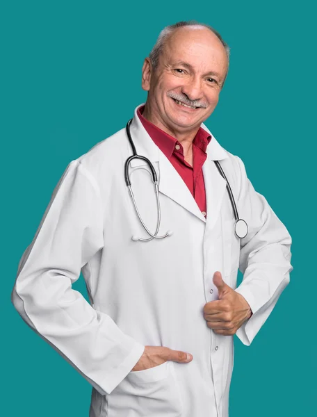 Happy medical doctor with stethoscope