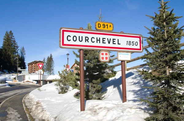 Courchevel road sign, France