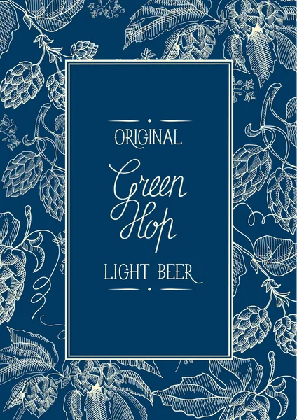Green hop. original Light beer. Hand drawing background. vintage style.