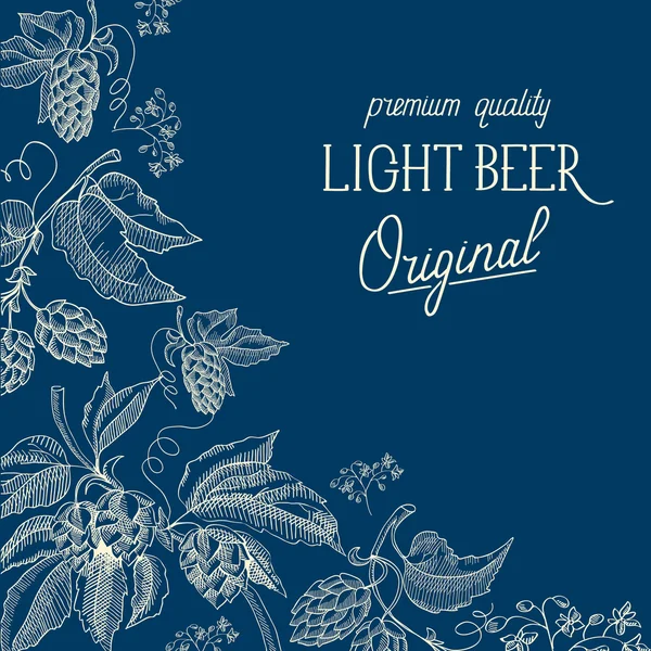 Premium quality. Original light beer. Hand drawing background. vintage style.