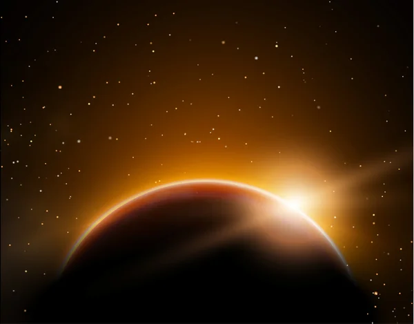 Space background with light from behind of the planet. Mars planet. Design concept