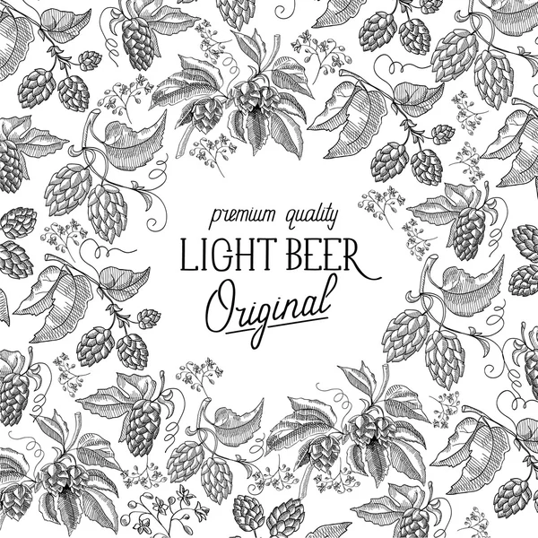 Premium quality. Original light beer. Hand drawing background. vintage style. isolated on the white background.