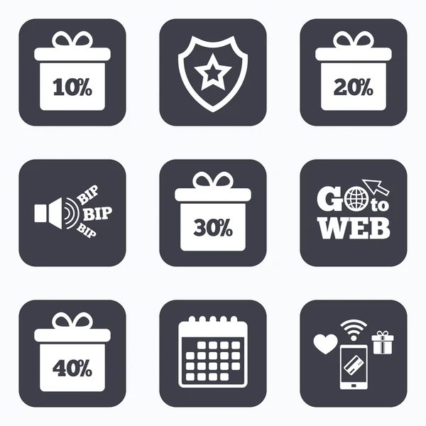 Sale gift box tag icons
