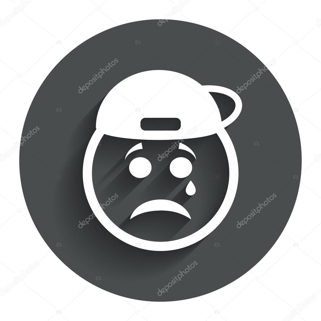 Cara triste rapero con el icono de lágrima. símbolo llorando \u2014 Archivo Imágenes Vectoriales