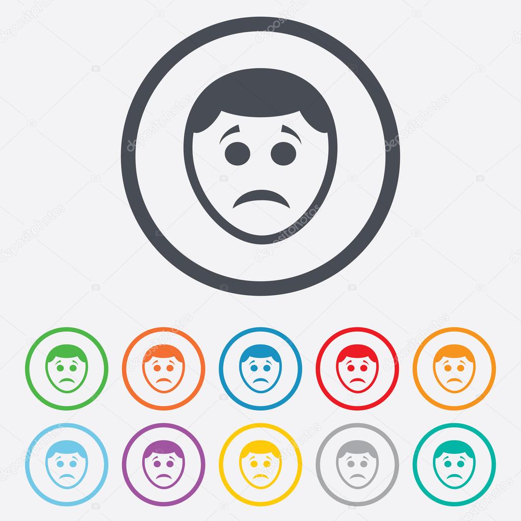 Icono de signo de cara triste. símbolo de la tristeza — Vector de stock