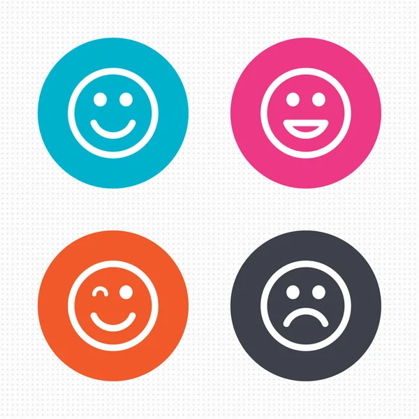 Smile icons. Happy, sad