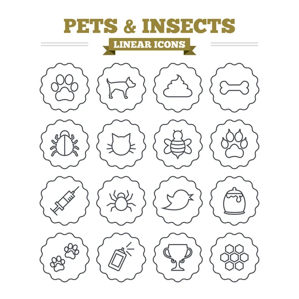 Pets and Insects icons set