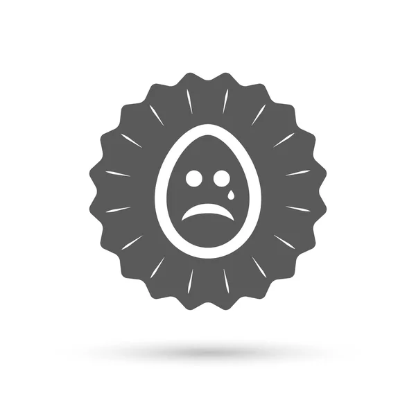 Sad egg face with tear sign