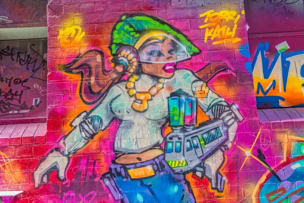 Melbourne graffiti train woman