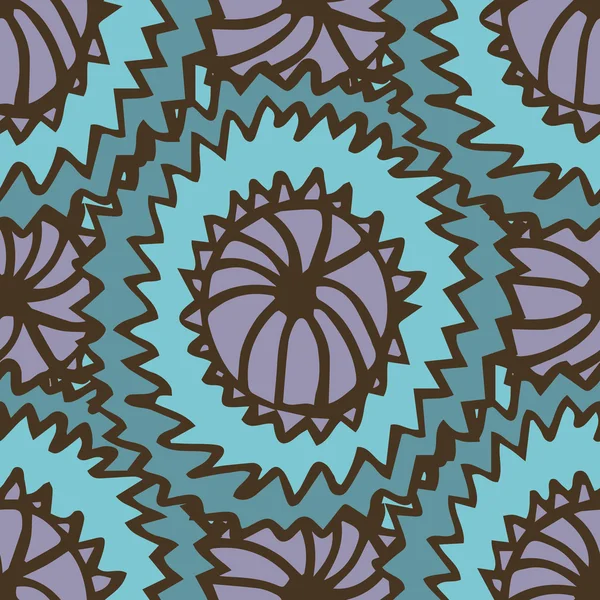 Vector vivid seamless abstract hand-drawn pattern with plants and flowers. Wave patterns seamlessly tiling. Hand drawn seamless wave background