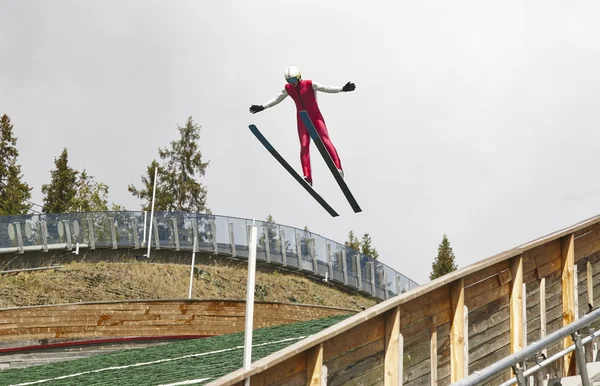 Ski jump. Artificial track. Winter sport. Norwegian summer.