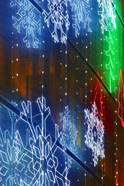 Christmas lights decoration on a building facade